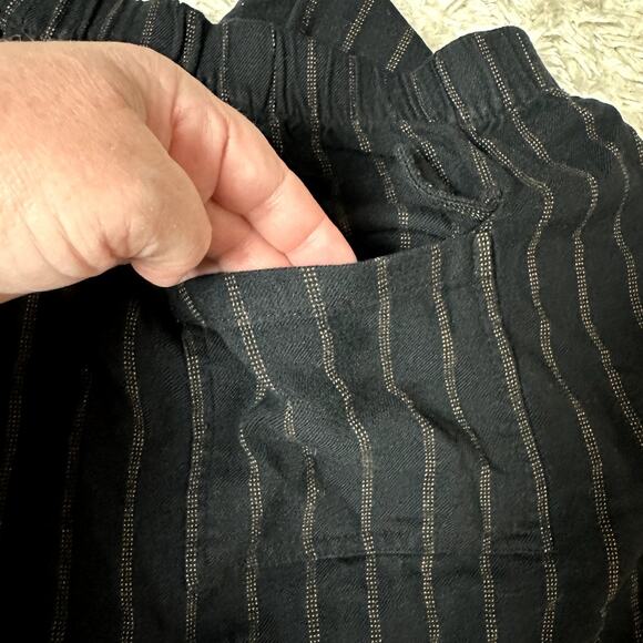 Zara Cropped Pin Striped Exposed Stitch Hem Women Size XL Pull On Comfort Pants - Picture 12 of 12